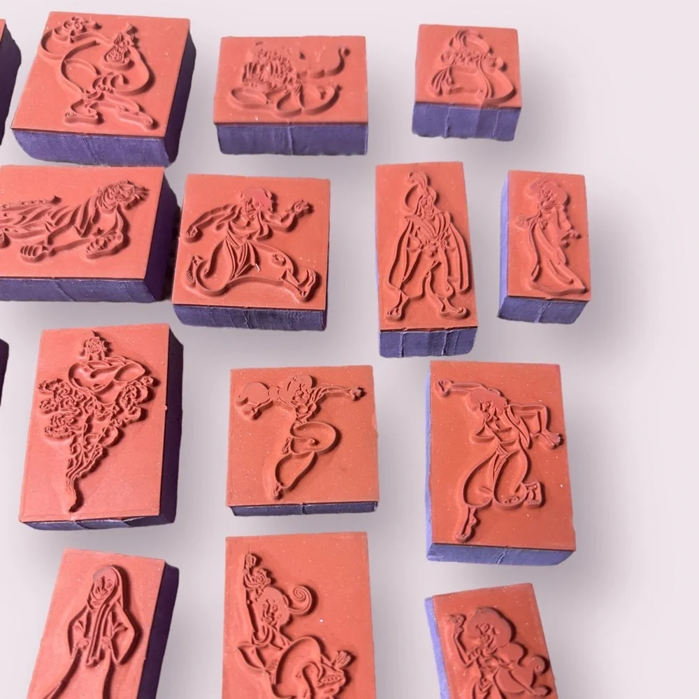 Large Set Of 34 Disney Aladdin Rubber Stamps Jasmine Jafar The Genie Rajah